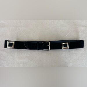 Mudd Black Faux Leather Belt with Silver Square Cutouts 90s Y2K Casual Women’s 9